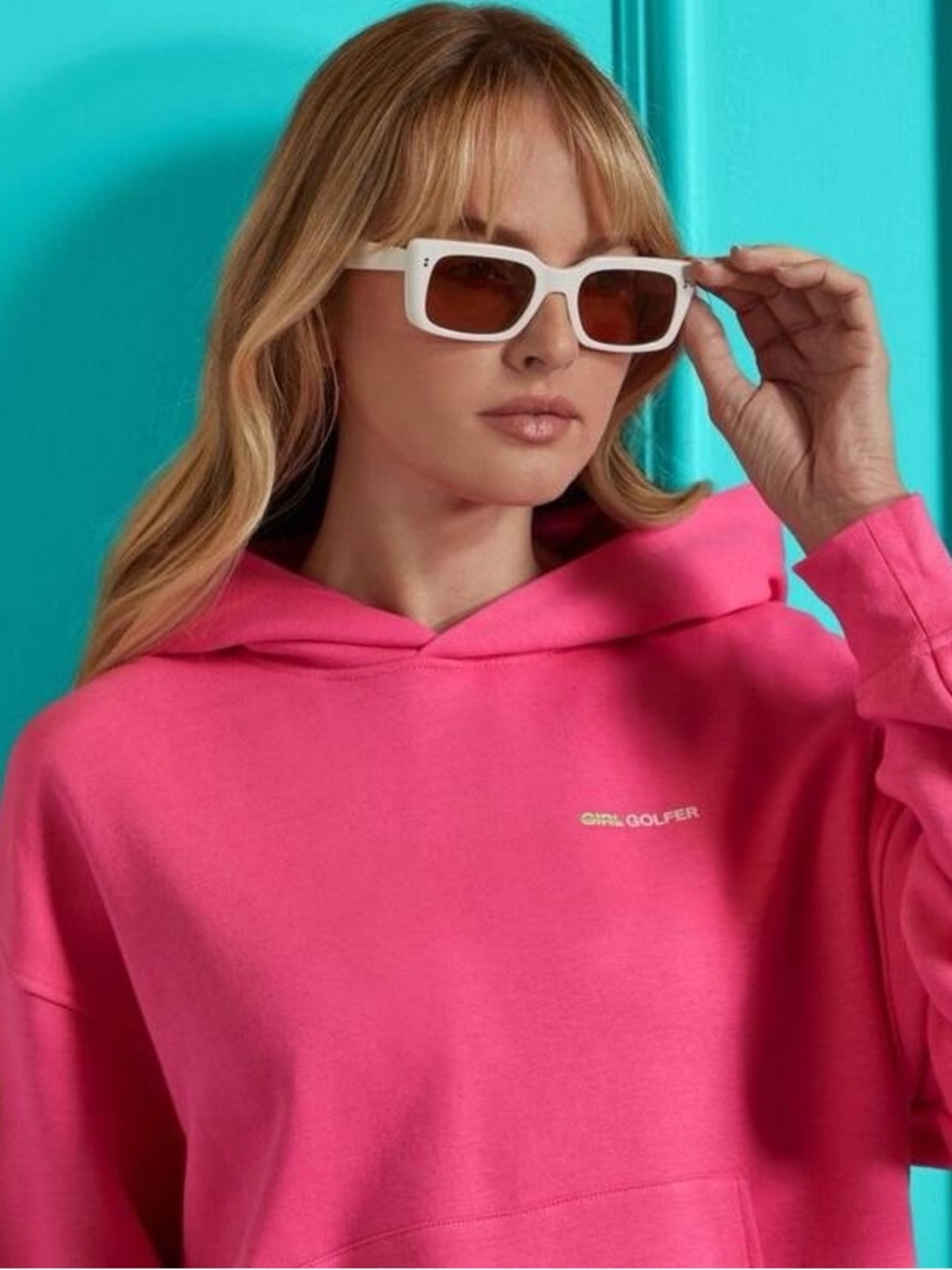 G/Fore Girl Golfer Sweatshirt Knockout Pink French Terry Hoodie Womens Size L